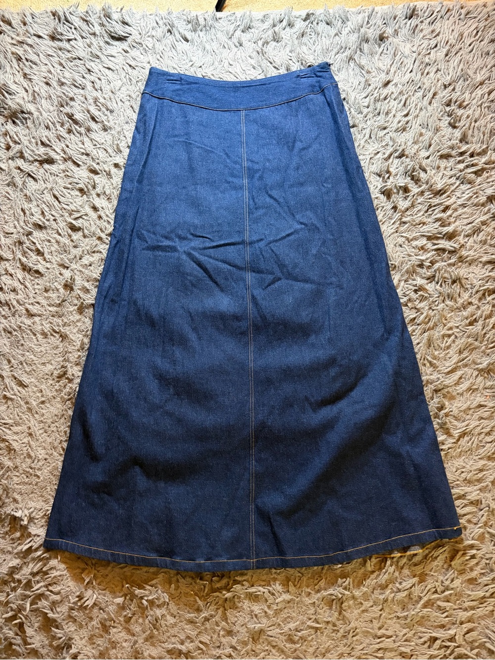 Vintage Y2K high-waisted Metrostyle denim ruffled bustle maxi skirt sz 6